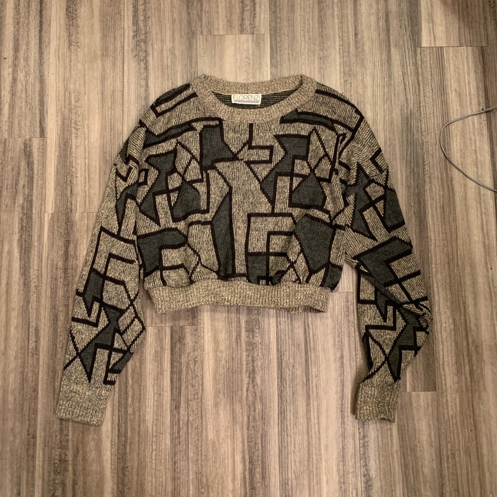 Urban outfitters cropped geometric sweater